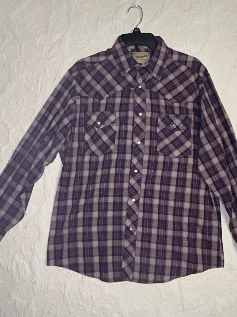 Size Large Wrangler Plaid pearl snap Button-Front Western Shirt - Men's
